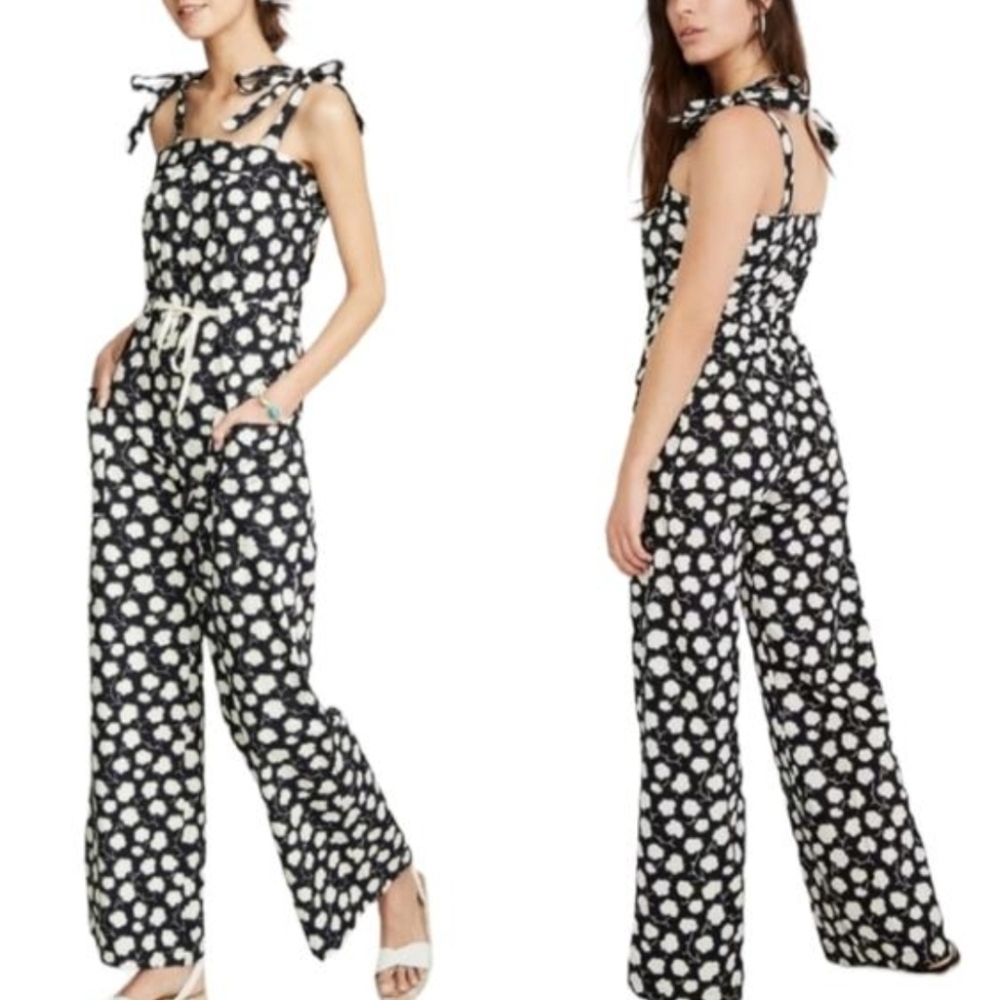WARM Jessie sleeveless cotton black white jumpsuit size 0 or Small